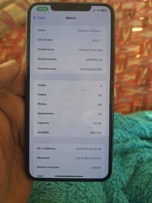 IPhone11promax 64 Gb waterproof non pta  but e sim 0