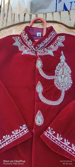 sherwani velvet mehroom clr