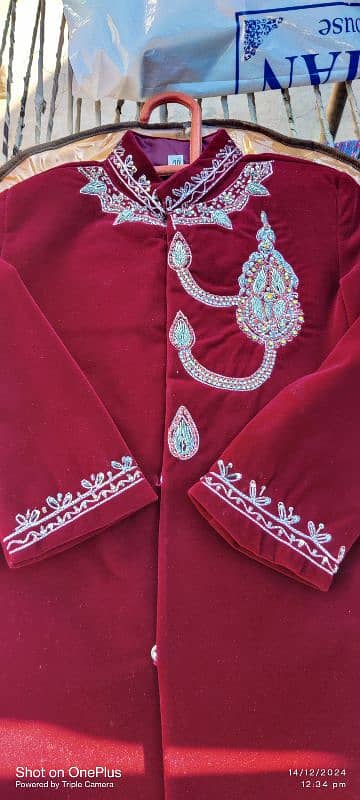 sherwani velvet mehroom clr 1