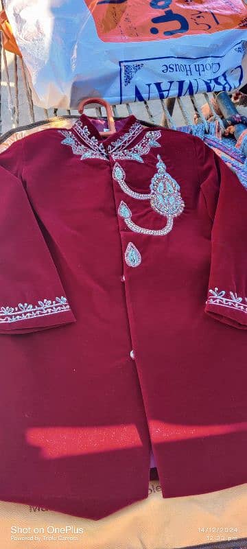 sherwani velvet mehroom clr 2