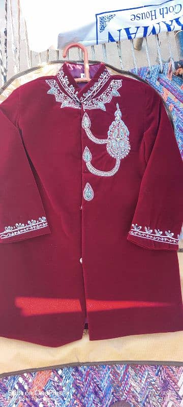 sherwani velvet mehroom clr 3