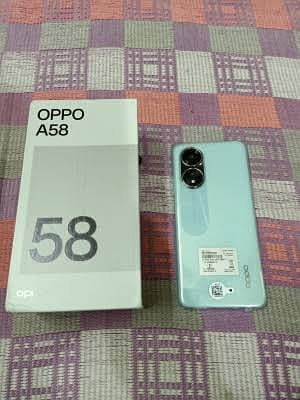 OPPO A58 8/128 10by10 condition with box with wrnty 1