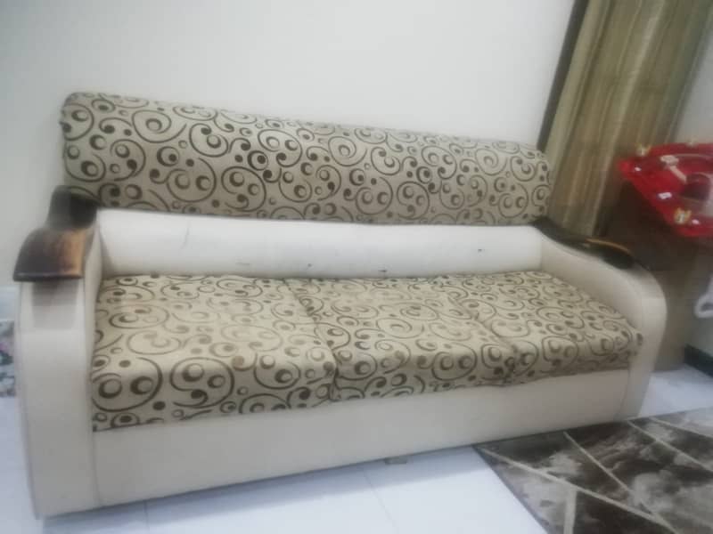 Five seater Sofa set with elegant wooden arms 0