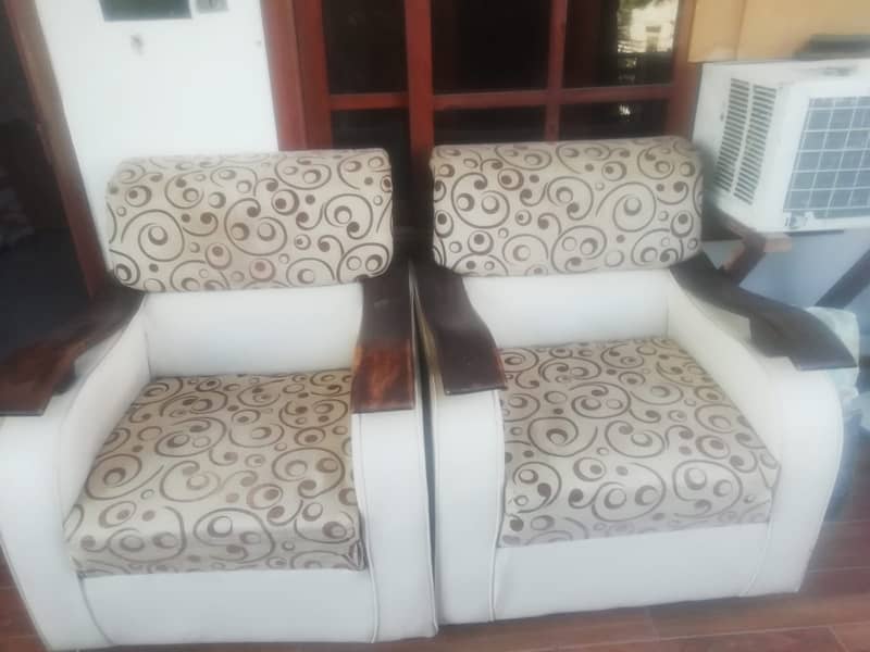 Five seater Sofa set with elegant wooden arms 1