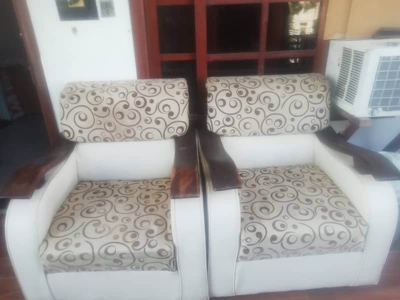 Five seater Sofa set with elegant wooden arms 2