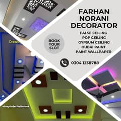 false ceiling new fancy designs, gypsum sheets 2 by 2, paint work