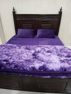 Rabbit Soft Faux Fur Quilt / Razai ( Purple ) King Size  4 pic set