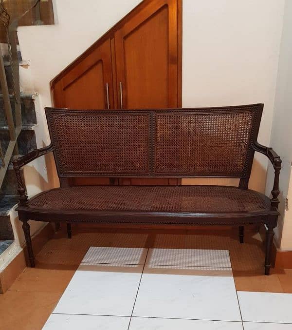 Wooden cane vintage solid sofa 0