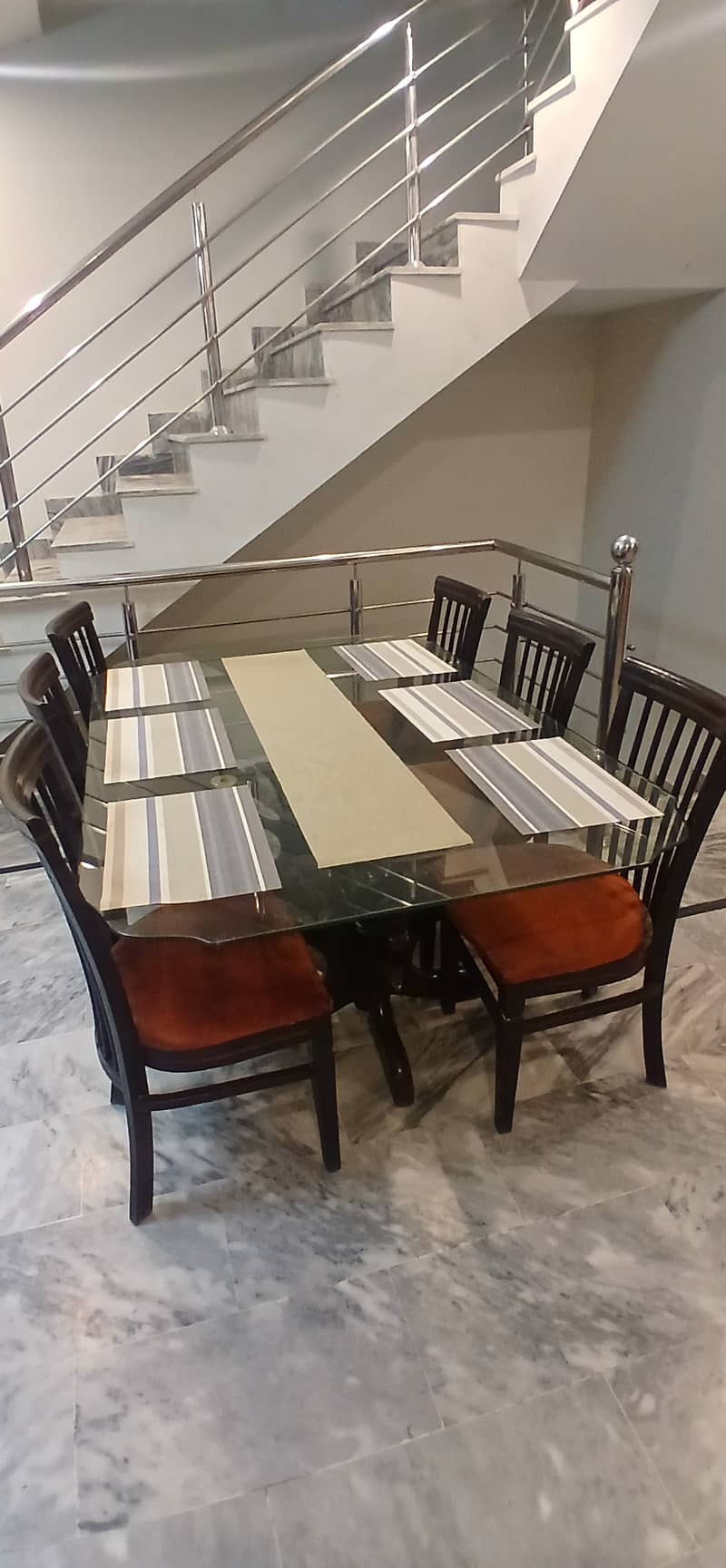 Glass Dining Table - Antique Style Wood Base 5