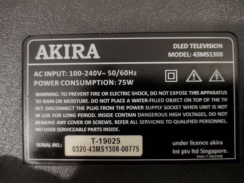 AKIRA ANDROID LED 43 INCHES 2