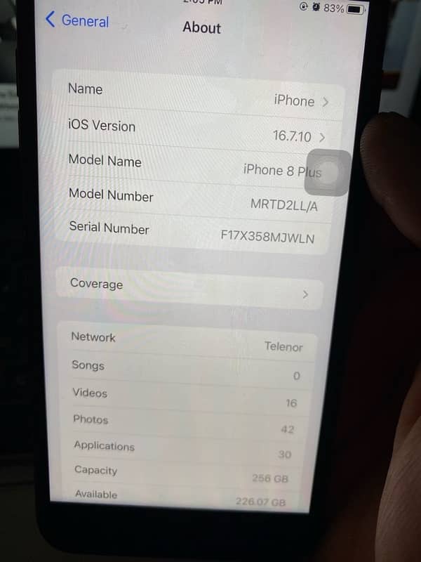 IPhone 8 plus PTA approved 256 gb 3