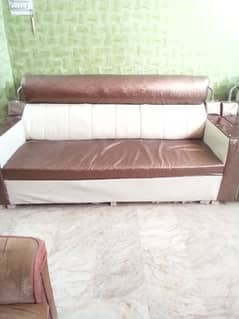 5 seater pure leather & fabric