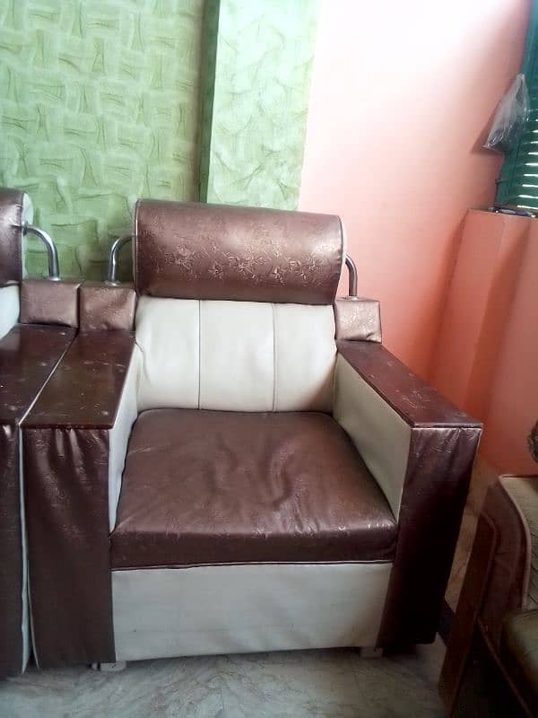 5 seater pure leather & fabric 1