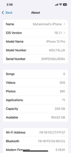 i phone 12 pro blue 256 gb 89% battery health