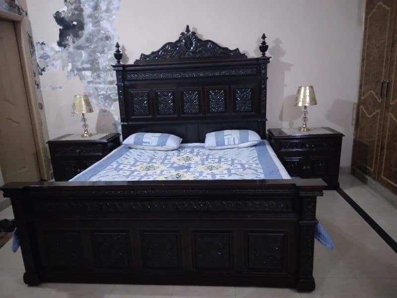 king size bed set/ chinioti bed set/wooden bed set 4