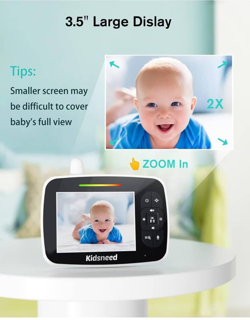 Baby Monitor5"720P/VideoBabyMonitor with Pan-Tilt-ZoomCamera/kids cam 2