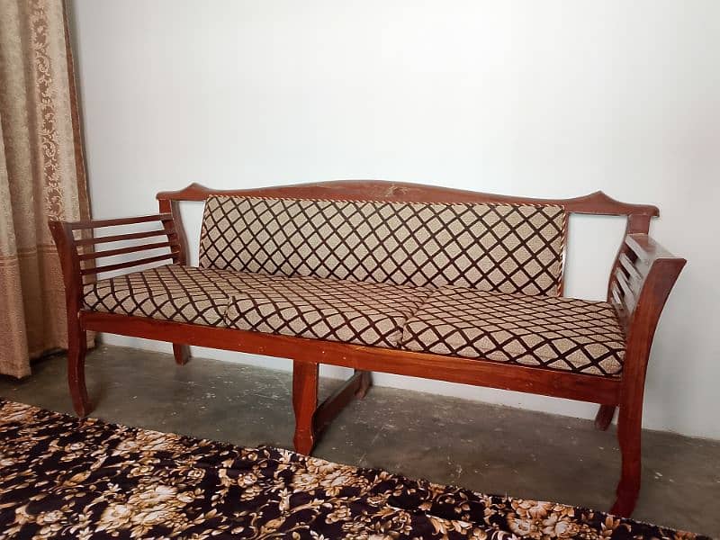 5 seater wooden sofa set with center table 0