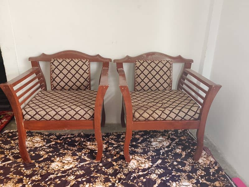 5 seater wooden sofa set with center table 1