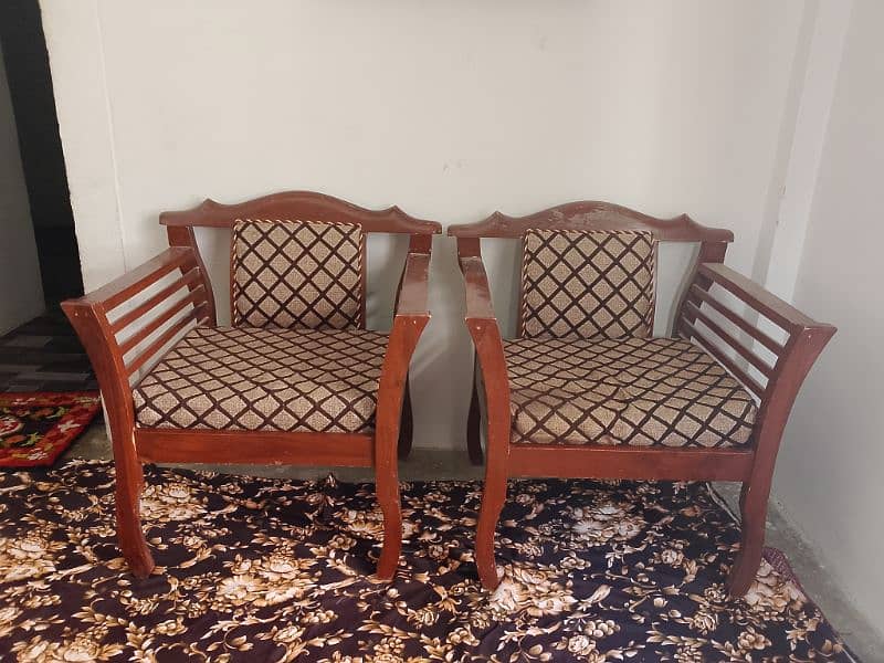 5 seater wooden sofa set with center table 2