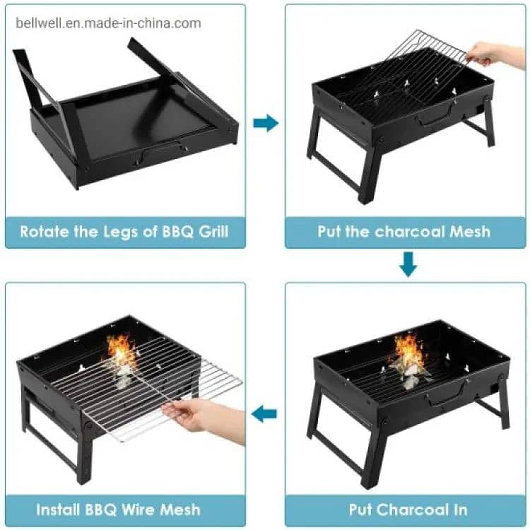 Folding Portable Outdoor Barbeque Charcoal Bbq Grill Oven Black Carbon 5