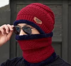 Woolen Beanie with Neck Warmer