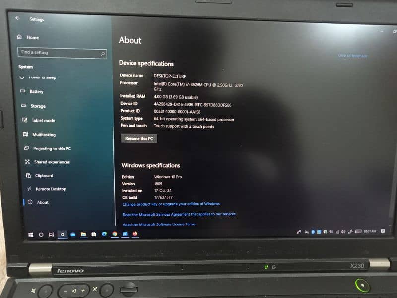 Lenovo Thinkpad X230 i7 3rd generation 4gb ram 500gb Hard drive 3