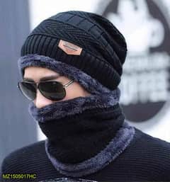 Men woolen cap with neck warmer