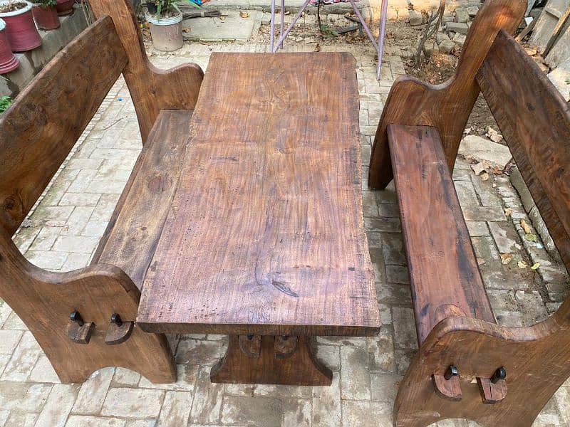 wooden table with benches 2