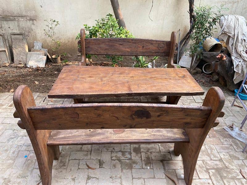 wooden table with benches 4