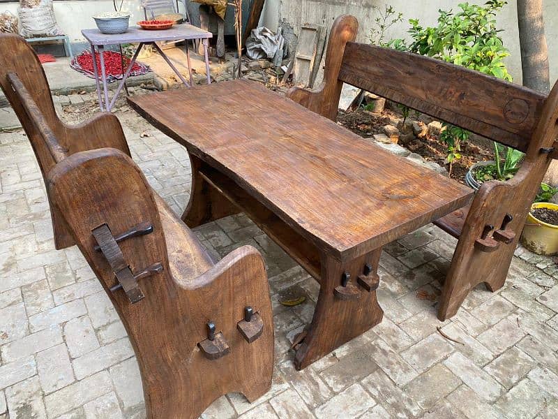 wooden table with benches 5