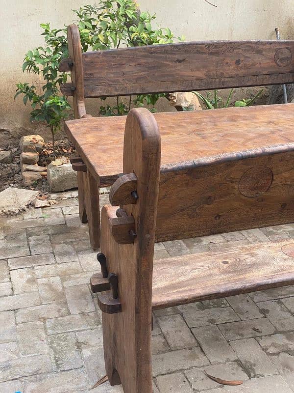 wooden table with benches 6