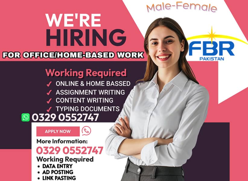 Job for male and female / Assignment Job / Data Entry Job / Typing job 0