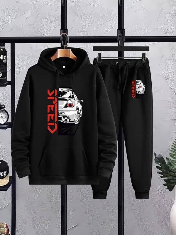 Men's Printed Fleece Hoodie Track Suit - 2Pc 0