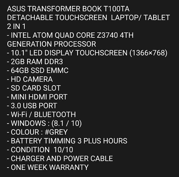 ASUS TRANSFORMER BOOK T100TA 3