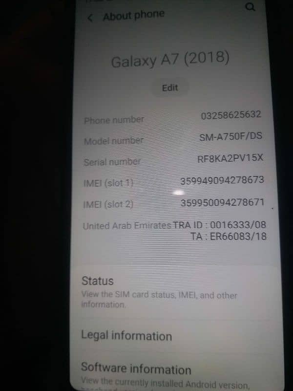 Samsung Galaxy a7 2018 4GB 128gb panal change thura sa break ha 8