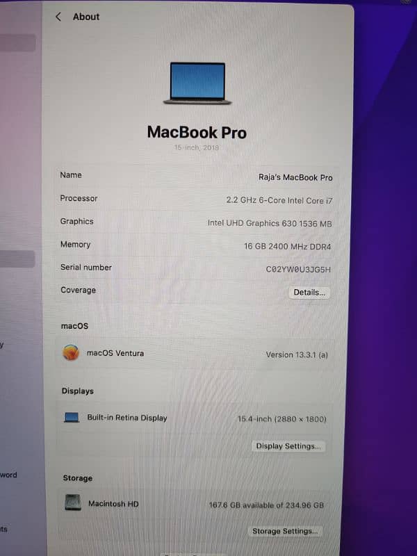 MacBook Pro 2018 15.6" 4