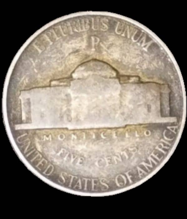 1942 P Jefferson Wartime Nickel 35% Silver 5c US Coin Collectible 1