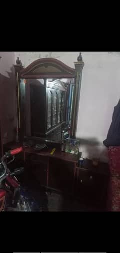 Bed. , dressing table , showcase,and with small 2 mirror tables