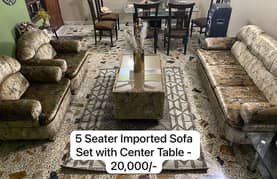 Furniture Sale (Sofa, Dining Table, Geyser, Side Tables, Bed Set)