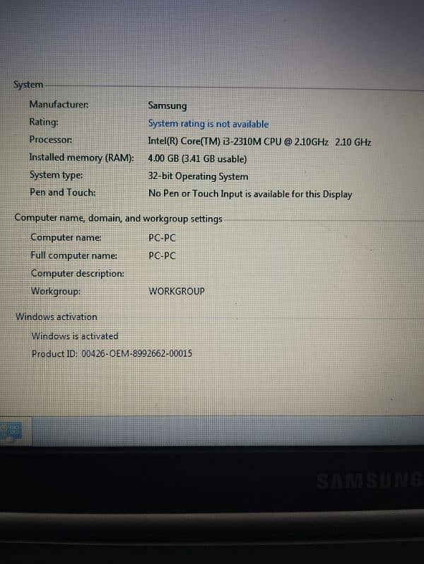 Laptop i3 2nd Generation 4GB 500GB 1