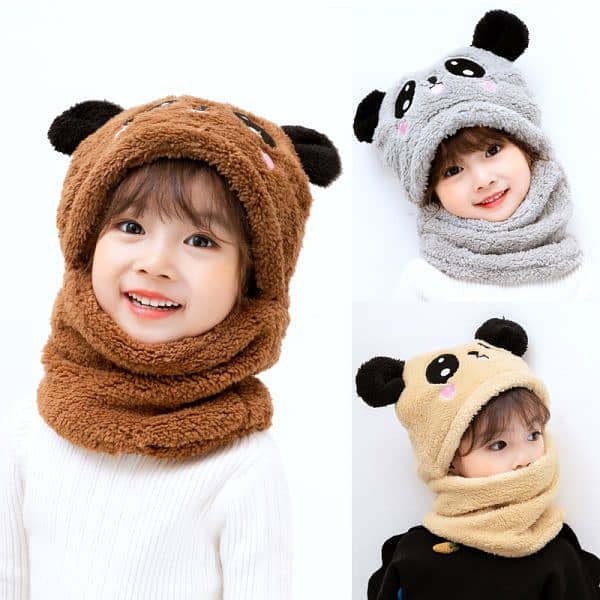 Free Delivery! Kids Wool Cap with Neck Warmer (Random Color Available) 0