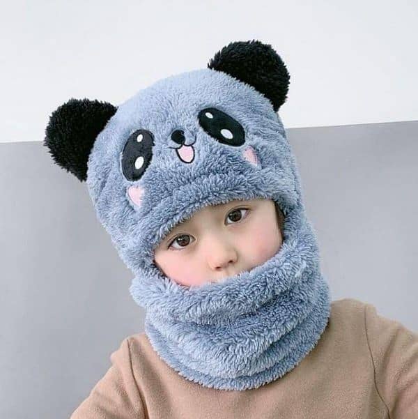 Free Delivery! Kids Wool Cap with Neck Warmer (Random Color Available) 1