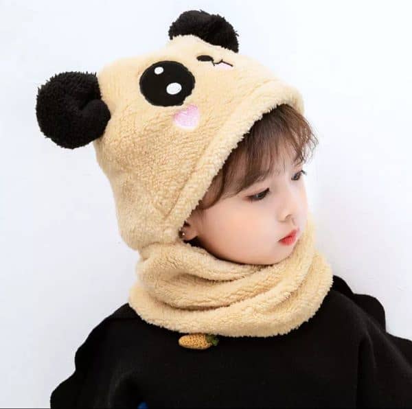 Free Delivery! Kids Wool Cap with Neck Warmer (Random Color Available) 2