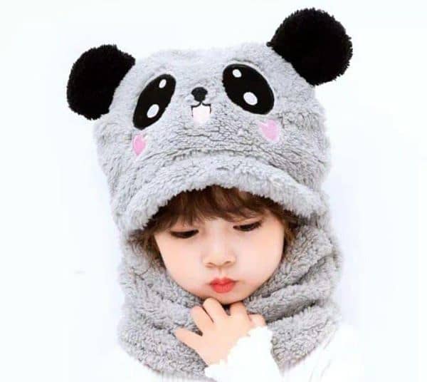 Free Delivery! Kids Wool Cap with Neck Warmer (Random Color Available) 5