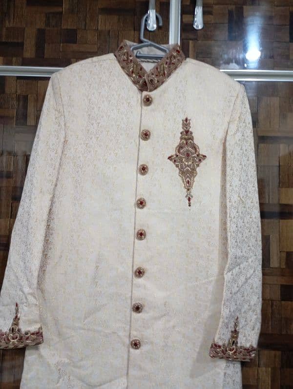 Just 3 Hours use Sherwani Medium Size with Qulla and 8 No. Khussa 1