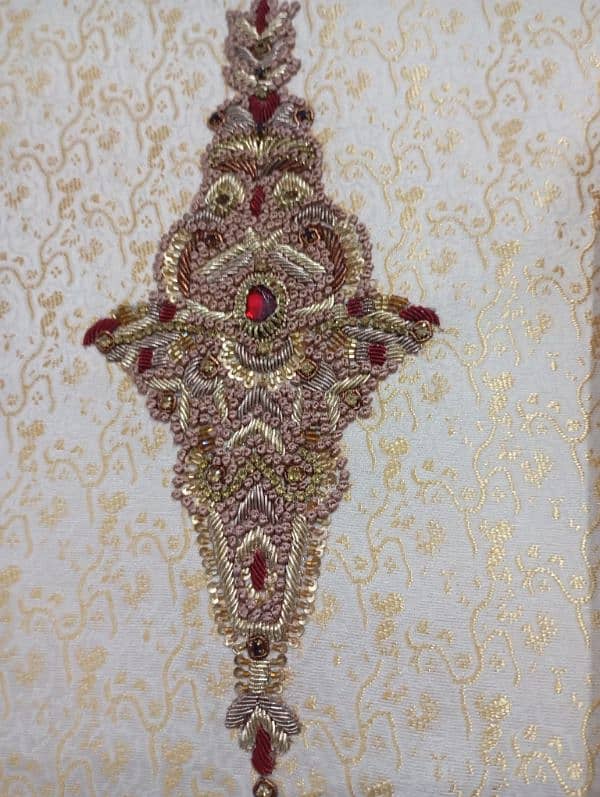 Just 3 Hours use Sherwani Medium Size with Qulla and 8 No. Khussa 4