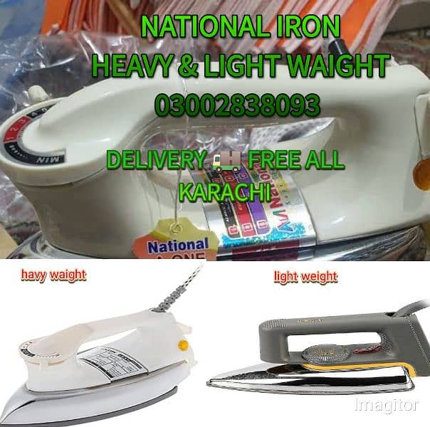 NATIONAL ORIGINAL IRON, HEAVY AND LIGHT WAIGHT IRON , istri available, 0