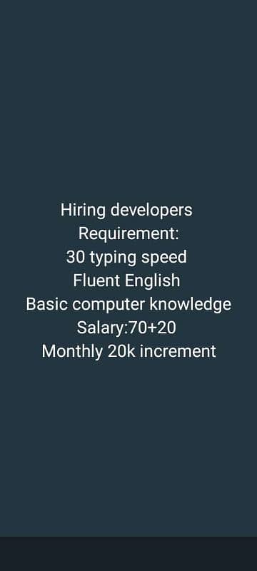 Hiring for developer's 0