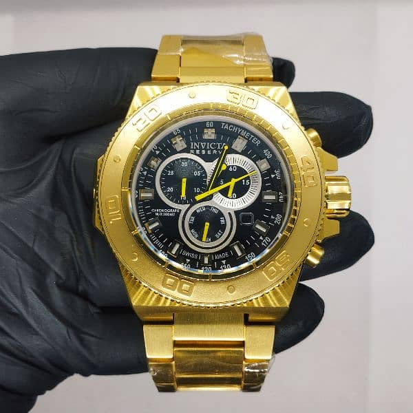 Invicta Gold Plated Stainless Steel Luxury Watch 0