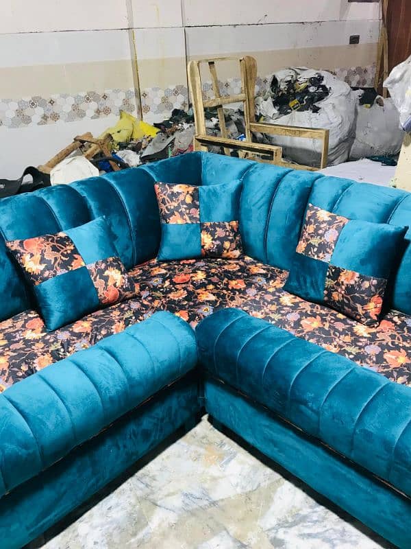 7 seater  L shape luxury sofa set.  +. cushions 10500 per seat 3